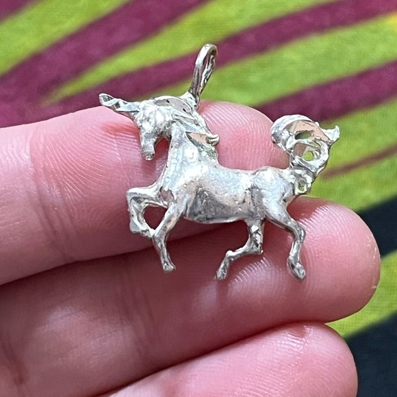 Vintage Jewelry - VTG Whimsigoth Sterling Silver 925 Unicorn Pendant Charm
